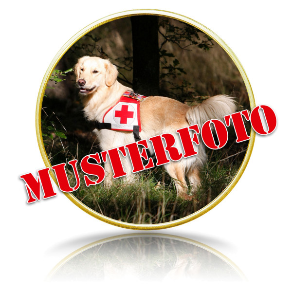 DRK Fotomedaille vergoldet Beispiel Hund