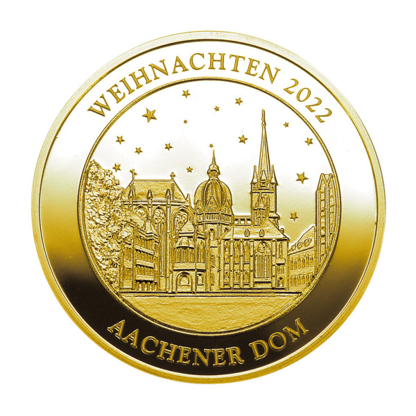 Aachener Dom Original Weihnachtstaler 2022 Gold