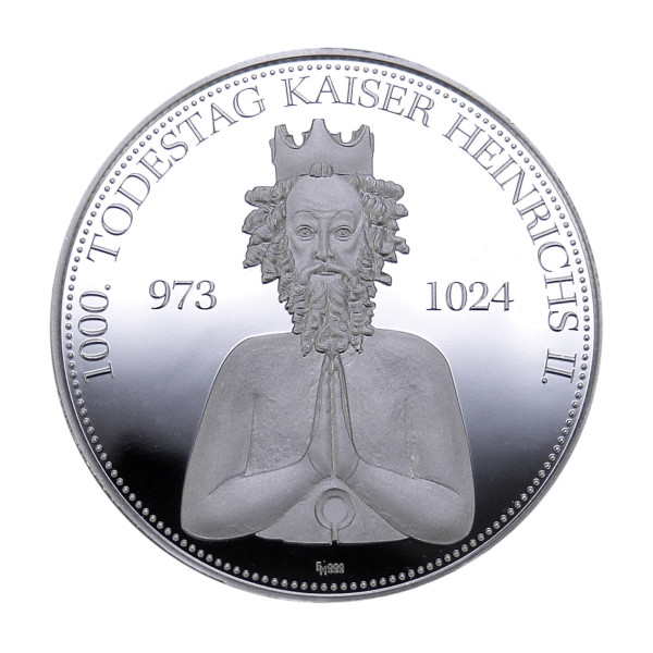 1000 Todestag Kaiser Heinrich II Sonderprägung Silber Vorderseite