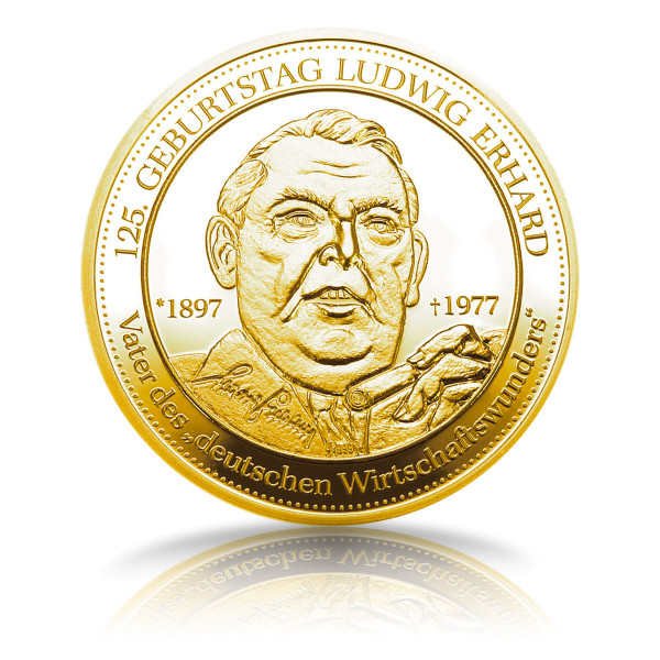 125. Geburtstag Ludwig Erhard Gedenkprägung Gold