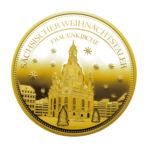 Sächsischer Weihnachtstaler 2023 Gold Sonderprägung Frauenkirche